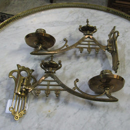 Pair of Brass Piano Sconces