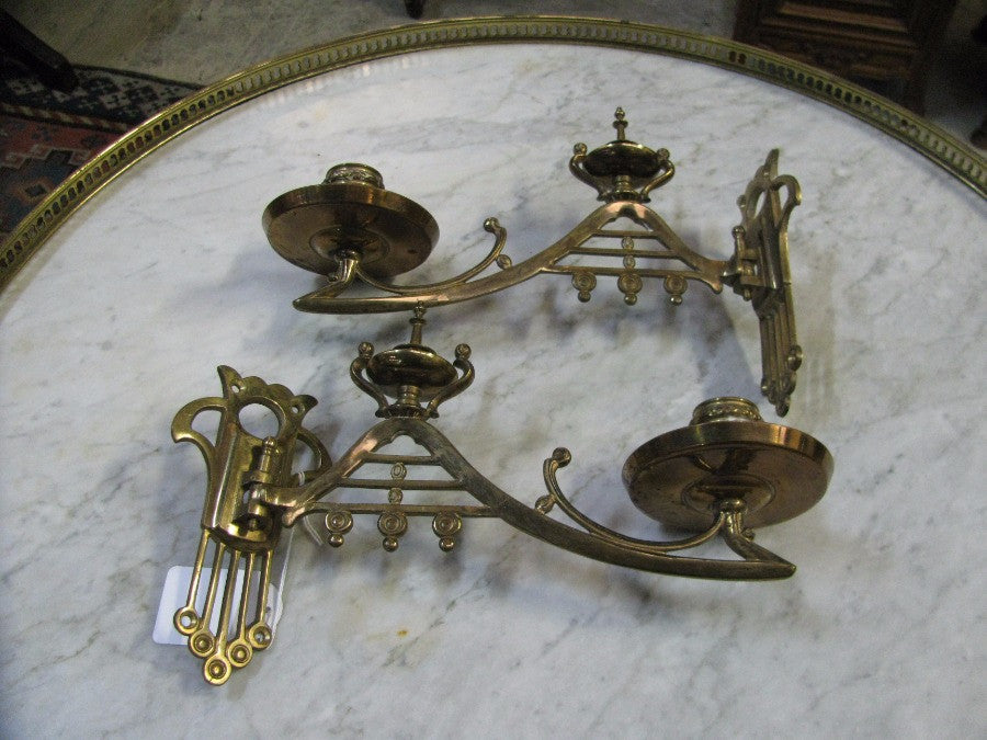 Pair of Brass Piano Sconces