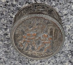 Unusual Antique Silver Over Pottery Italian Trinket Box Decorated with Cherubs | Antique & Vintage | Moonee Ponds Antiques | Australia Wide Delivery