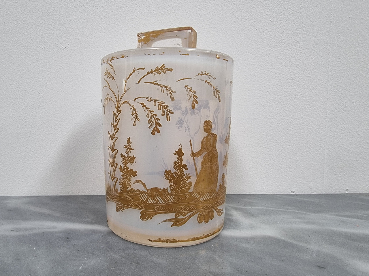 Antique French Opaline Glass Lidded Container With Lovely Gilt Decoration | Antique & Vintage | Moonee Ponds Antiques | Australia Wide Delivery