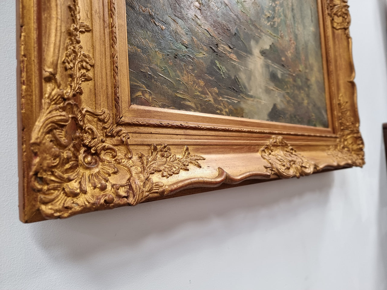 French Signed Oil On Canvas Depicting Impressionist Landscape In Gilt Frame