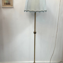 Brass & Stone Standard Lamp With Beautiful Sky Blue Shade