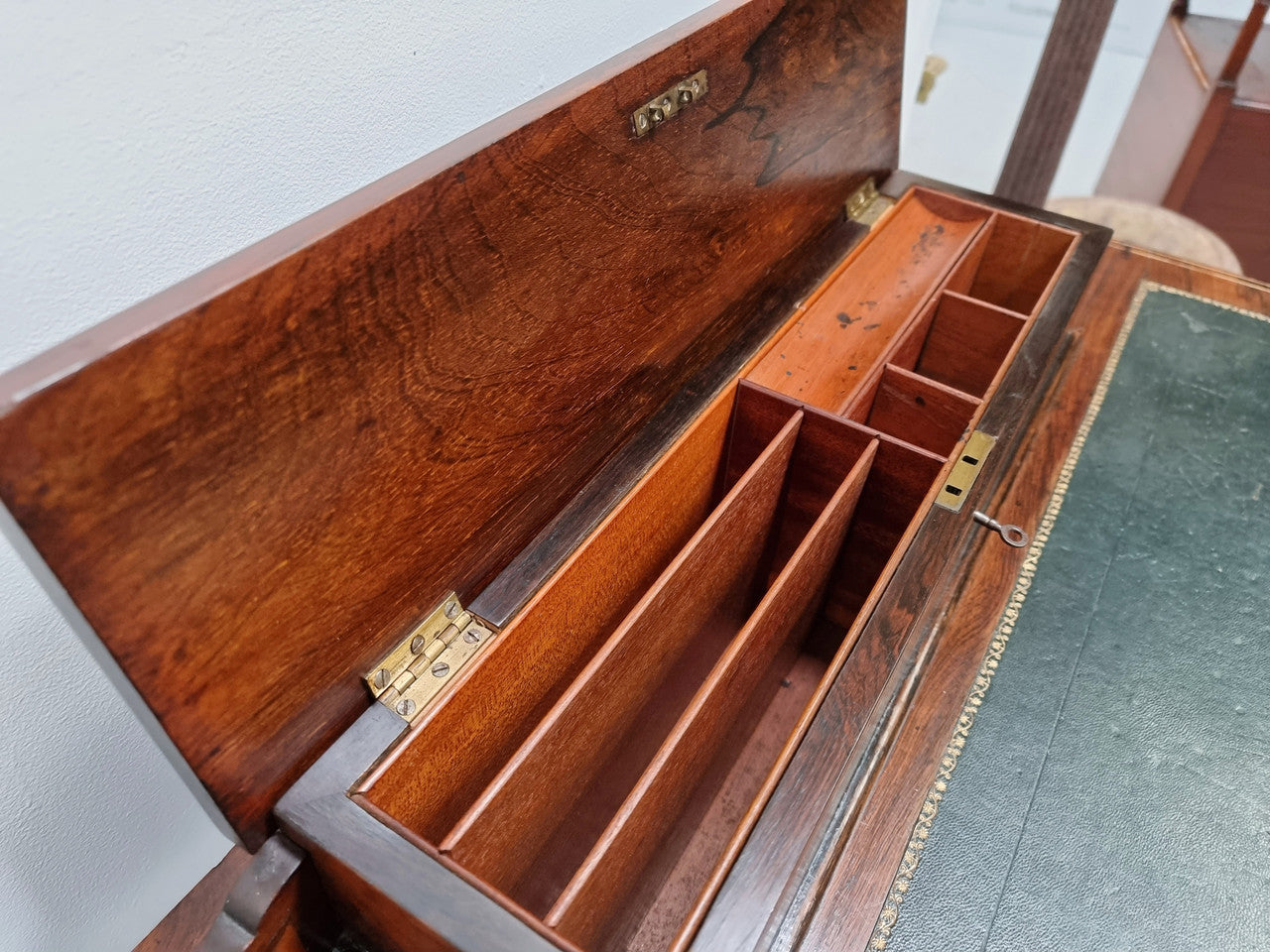 Edwardian Sheraton Style Desk Leather Insert Top | Antique & Vintage | Moonee Ponds Antiques | Australia Wide Delivery