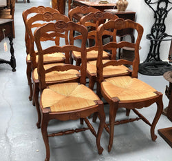 Antique Set of Six French Cherrywood Rush Seat Dining Chair | Antique & Vintage | Moonee Ponds Antiques | Australia Wide Delivery