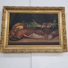 Still Life Oil on Canvas in Decorative Gilt Frame