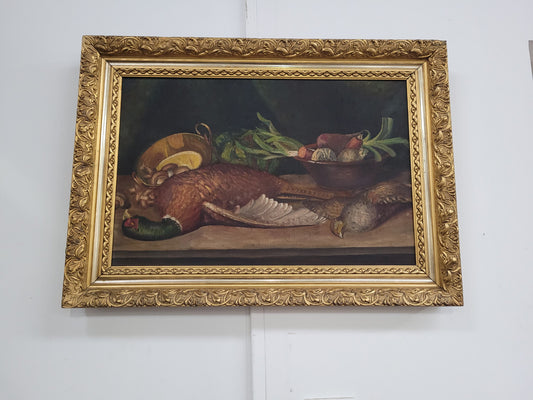 Still Life Oil on Canvas in Decorative Gilt Frame