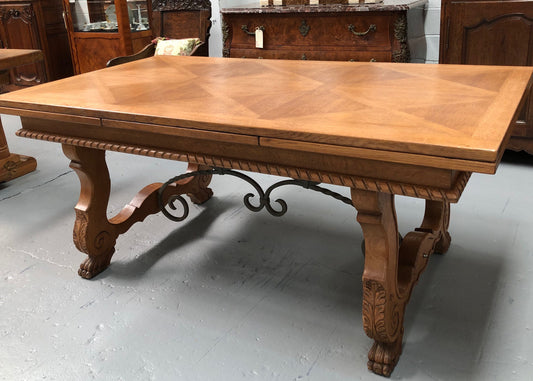 French Oak Spanish Style Extension Table