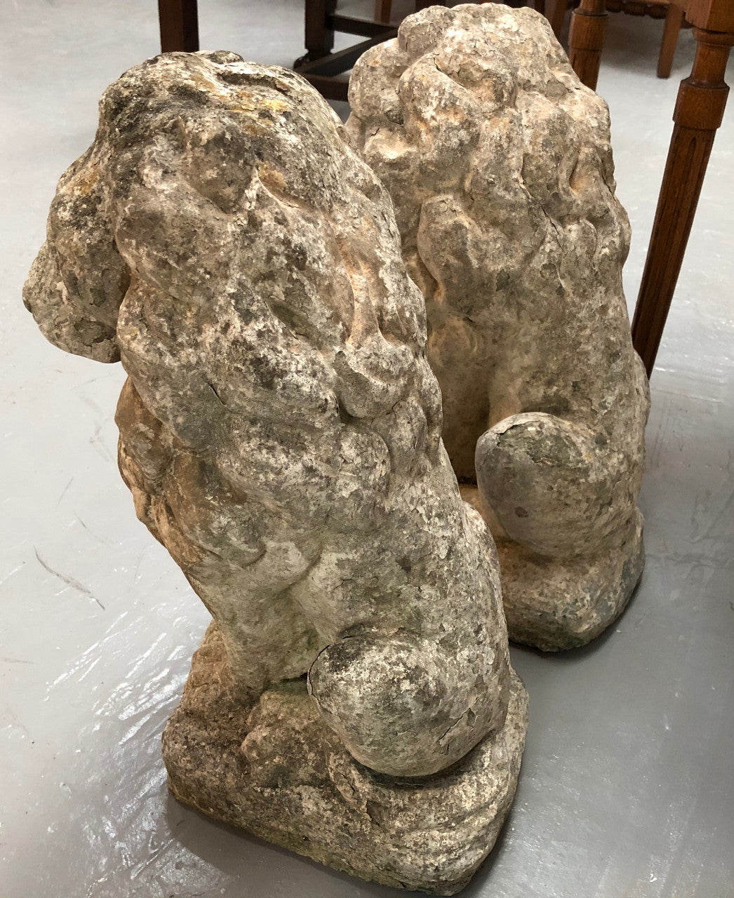 Fabulous Vintage Pair Of Concrete Lions