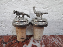 “Past Times” Pair of Pheasant and Fox Cork Bottle Stoppers | Antique & Vintage | Moonee Ponds Antiques | Australia Wide Delivery